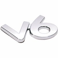 3D ABS Chrom Emblem Logo V6 Aufkleber Tuning Auto Sticker 67,5mm x 36,5mm