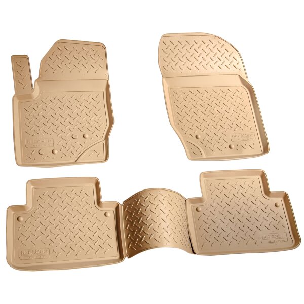 3D Gummi Fußmatten kompatibel für  VOLVO XC90 I | BJ 2002 - 2014 | Auto Gummimatten | Passgenau | mit Rand | beige