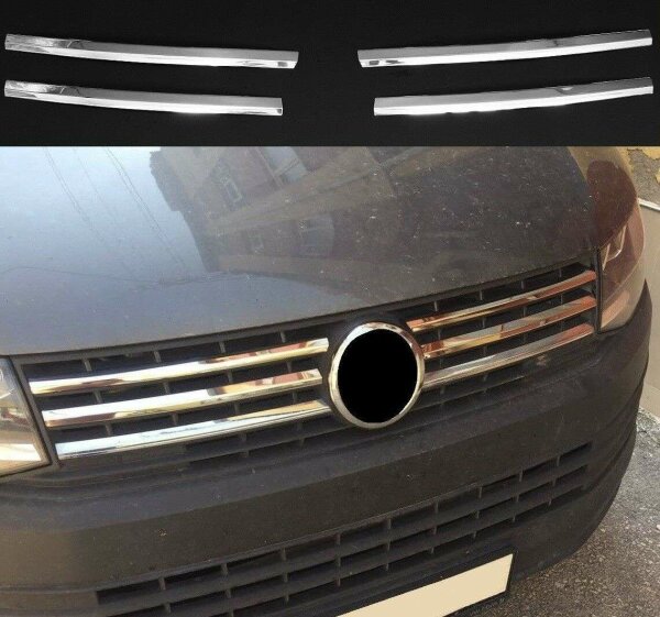 Chrome radiator grill strips struts V2A 4-piece for VW T6 Transporter from 2015