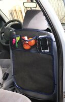 Car seat backrest dirt protection organizer bag BLUE linked BLACK