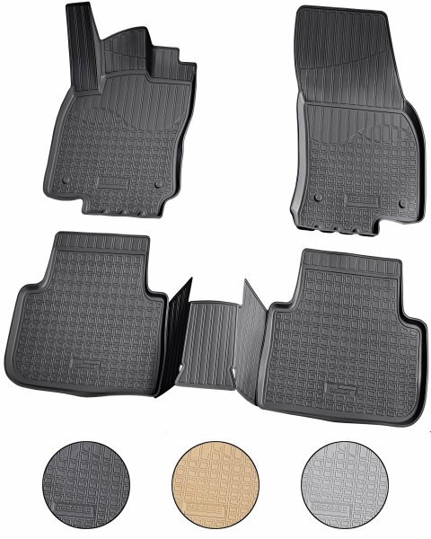 3D Gummi Fußmatten kompatibel für  VW Tiguan II | AD1 | BJ ab 2016> | Auto Gummimatten | Passgenau | mit Rand | schwarz