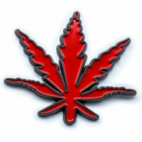 3D METALL Emblem Rot Aufkleber Logo Hanf Blatt Cannabis...