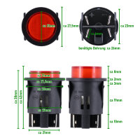 Druckschalter rastend 12V 20A rund mit roter LED-Beleuchtung