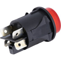Druckschalter rastend 12V 20A rund mit roter LED-Beleuchtung