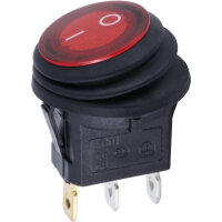 Beleuchteter Wippschalter ON/OFF 12V DC, rot, rund, 20A...