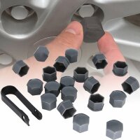 20 Piece Grey Wheel Bolts Caps Sw 0 21/32in Covers Wheel Nuts