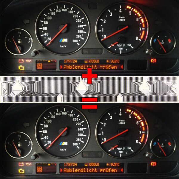 Display pixel repair film for BMW 5 Series E39, 7 Series E38, X5 E53 | Tacho, BC