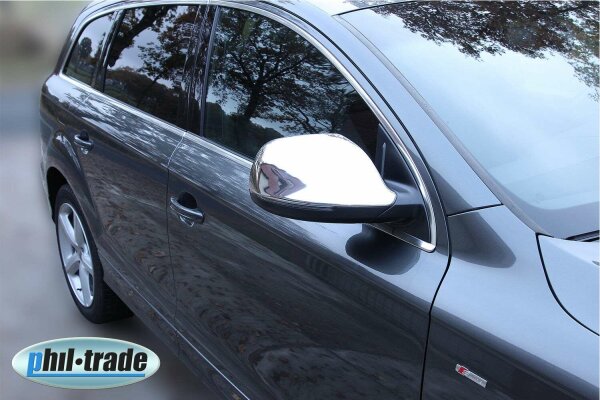 2 x EDELSTAHL SPIEGELKAPPEN CHROM für AUDI Q7, Typ 4L, FACELIFT | 042009-2015