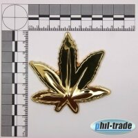 3D Chrom Aufkleber Hanf Blatt gold Cannabis Weed Gras HEMP Marihuana Pot