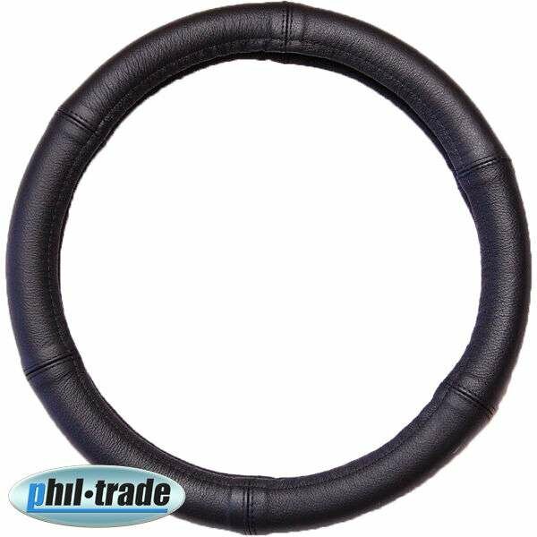 Steering Wheel Cover Black Real Leather 37 38 39 cm Protector [552]